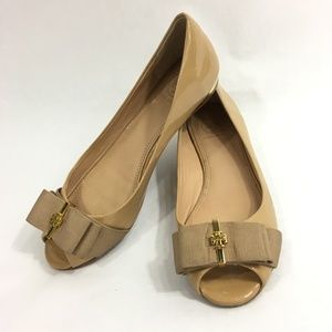 Tory Burch Trudy Open Toe Flats Patent Peep Toe